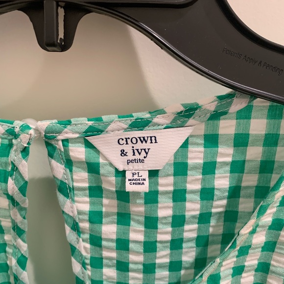 Crown & Ivy Green Checkered Blouse - Picture 3 of 3